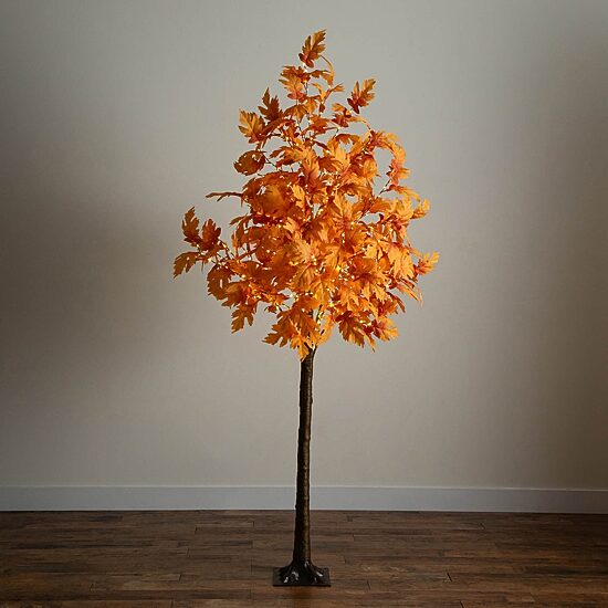 Nearly Natural 8ft Pre-Lit Autumn Maple Lighted Indoor Artificial Tree