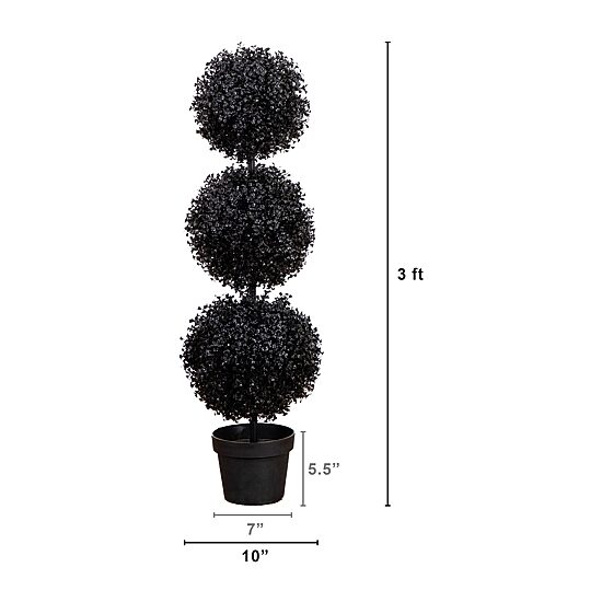 Nearly Natural 3ft Uv Black Boxwood Topiary In/Out Indoor Outdoor Artificial Tree