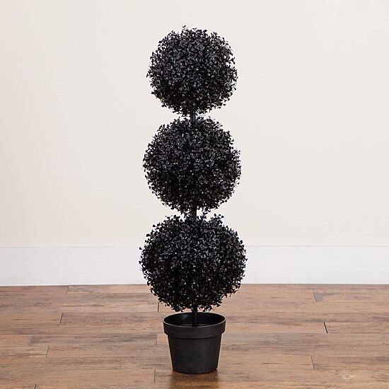 Nearly Natural 3ft Uv Black Boxwood Topiary In/Out Indoor Outdoor Artificial Tree