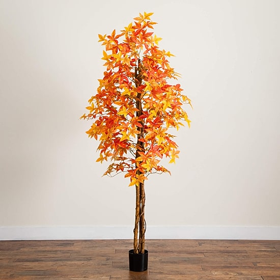 Nearly Natural 7ft Deluxe Autumn Maple Indoor Artificial Tree