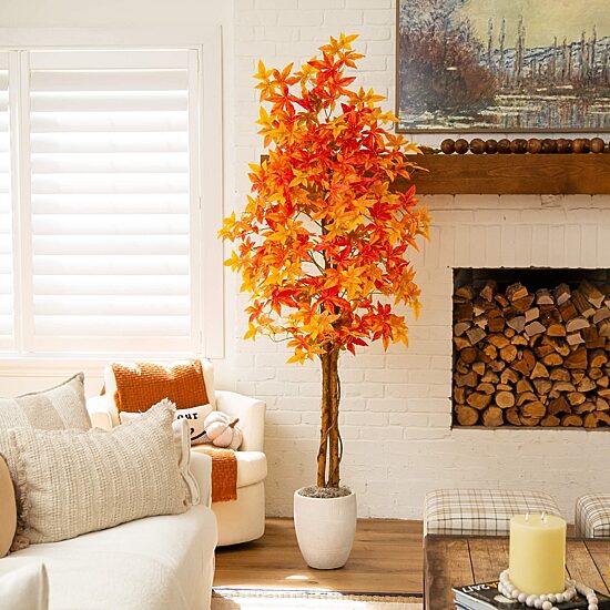 Nearly Natural 7ft Deluxe Autumn Maple Indoor Artificial Tree