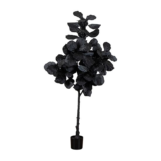 Nearly Natural 6ft Halloween Black Fiddle Leaf Indoor Artificial Tree