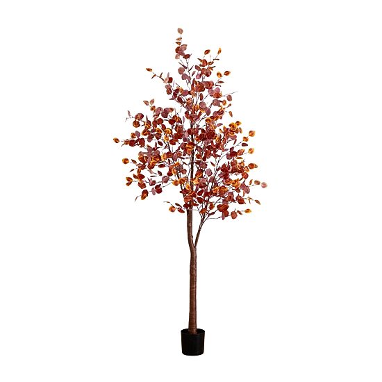 Nearly Natural 8ft Pre-Lit Eucalyptus Lighted Indoor Artificial Tree