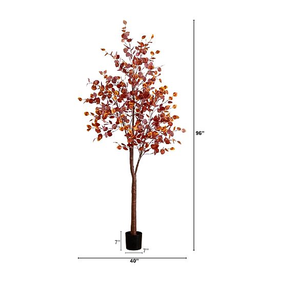 Nearly Natural 8ft Pre-Lit Eucalyptus Lighted Indoor Artificial Tree