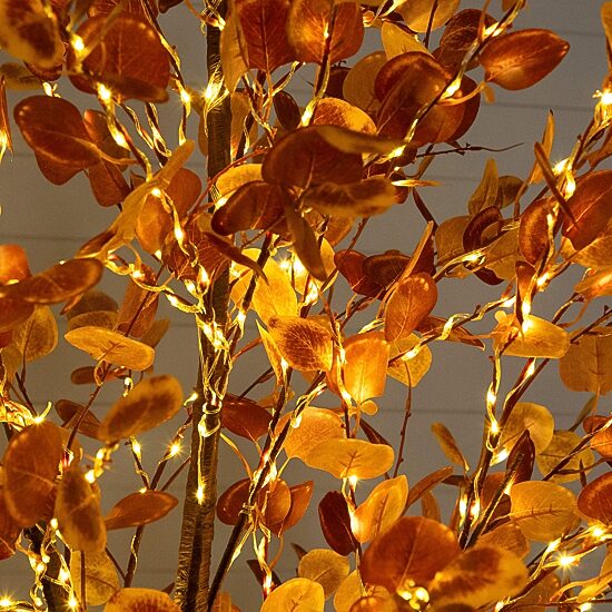 Nearly Natural 8ft Pre-Lit Eucalyptus Lighted Indoor Artificial Tree