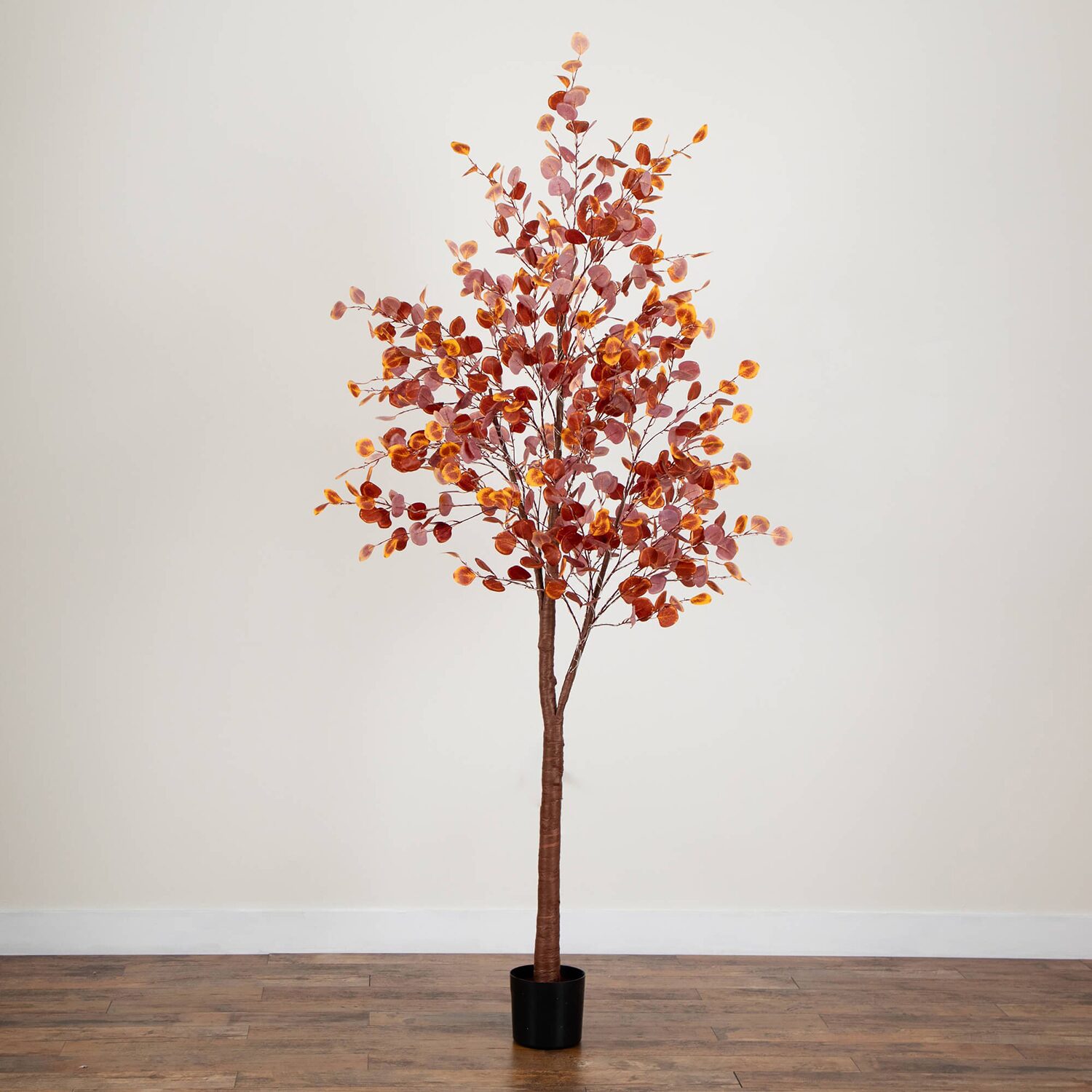 Nearly Natural 8ft Pre-Lit Eucalyptus Lighted Indoor Artificial Tree