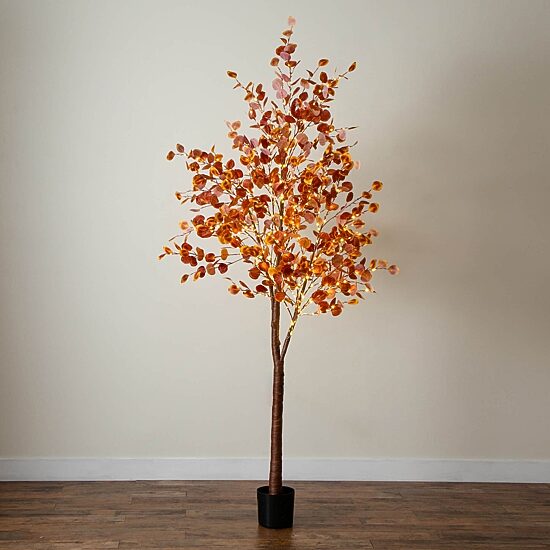 Nearly Natural 8ft Pre-Lit Eucalyptus Lighted Indoor Artificial Tree