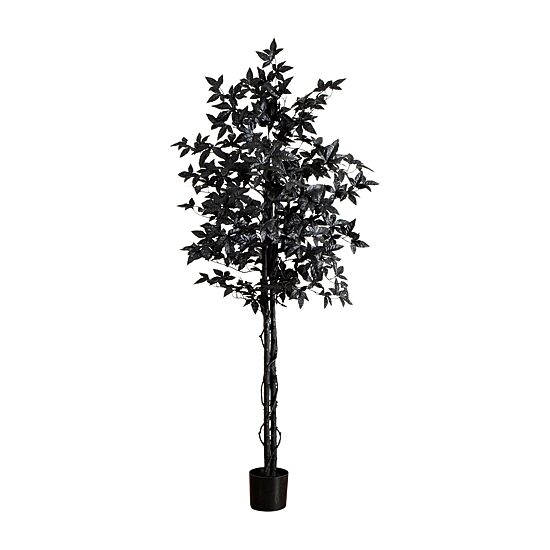 Nearly Natural 6ft Halloween Black Maple Indoor Artificial Tree