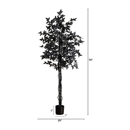 Nearly Natural 6ft Halloween Black Maple Indoor Artificial Tree