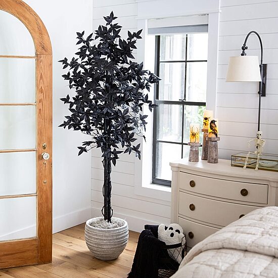 Nearly Natural 6ft Halloween Black Maple Indoor Artificial Tree