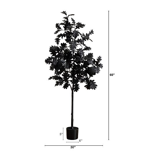 Nearly Natural 5ft Black Oak Halloween Indoor Artificial Tree