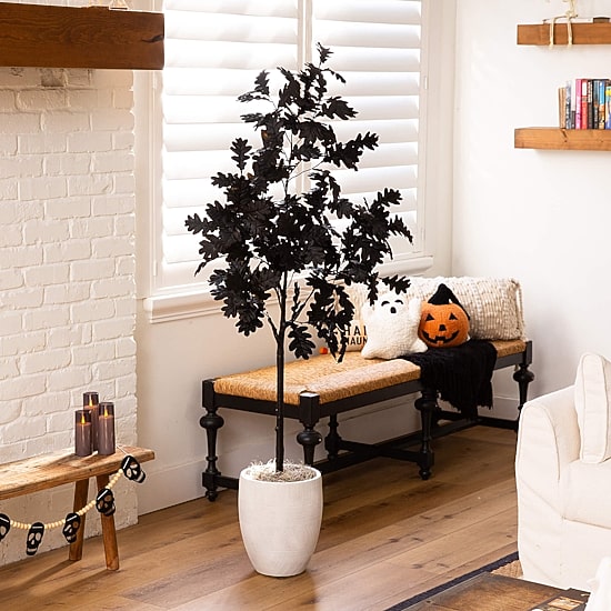 Nearly Natural 5ft Black Oak Halloween Indoor Artificial Tree