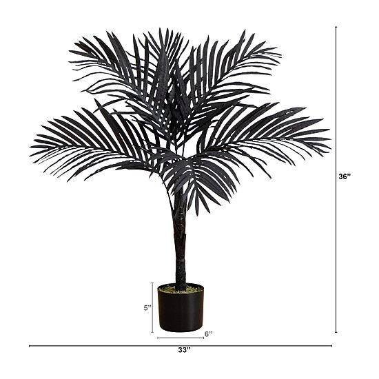 Nearly Natural 3ft Halloween Black/Gold Cane Indoor Artificial Tree