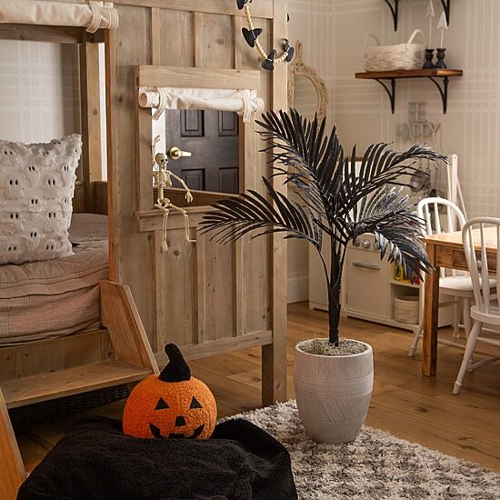Nearly Natural 3ft Halloween Black/Gold Cane Indoor Artificial Tree