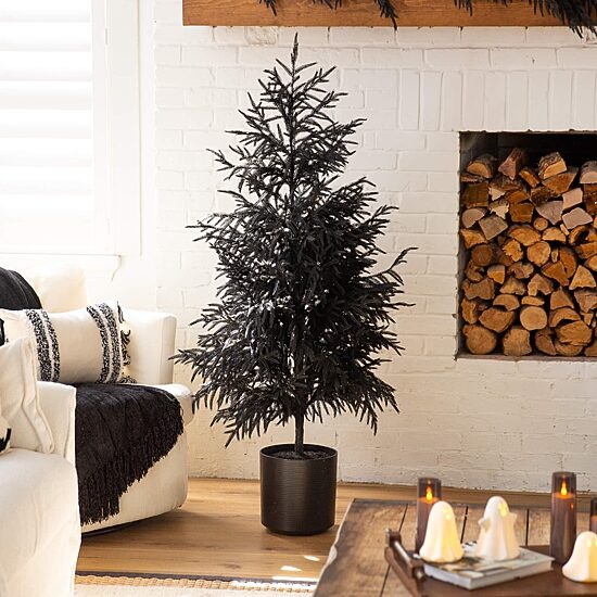Nearly Natural 5ft Real Touch Black Norfolk Pine Indoor Artificial Tree
