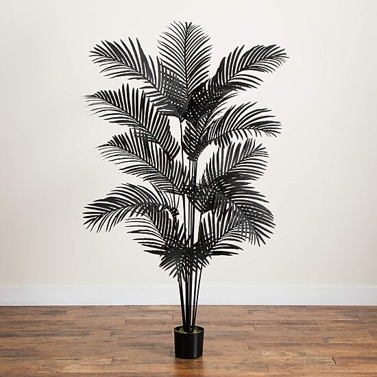 Nearly Natural 6ft Black Paradise Palm Indoor Artificial Tree