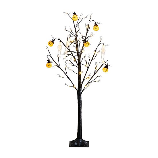 Nearly Natural 4ft Pre-Lit Halloween Pumpkins Lighted Indoor Artificial Tree