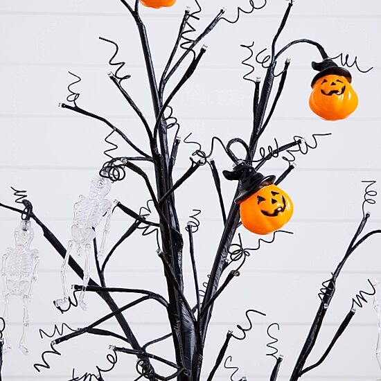 Nearly Natural 4ft Pre-Lit Halloween Pumpkins Lighted Indoor Artificial Tree