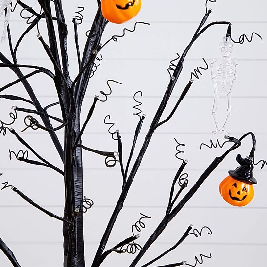 Nearly Natural 4ft Pre-Lit Halloween Pumpkins Lighted Indoor Artificial Tree