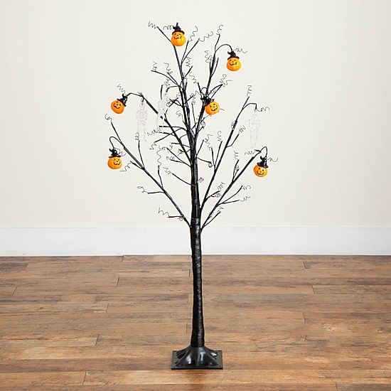 Nearly Natural 4ft Pre-Lit Halloween Pumpkins Lighted Indoor Artificial Tree
