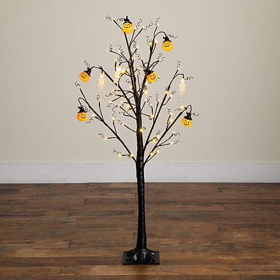 Nearly Natural 4ft Pre-Lit Halloween Pumpkins Lighted Indoor Artificial Tree