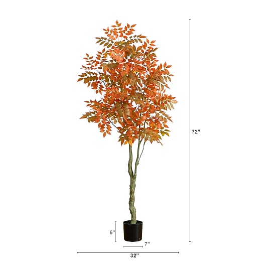Nearly Natural 6ft Autumn Sumac Fall Indoor Artificial Tree