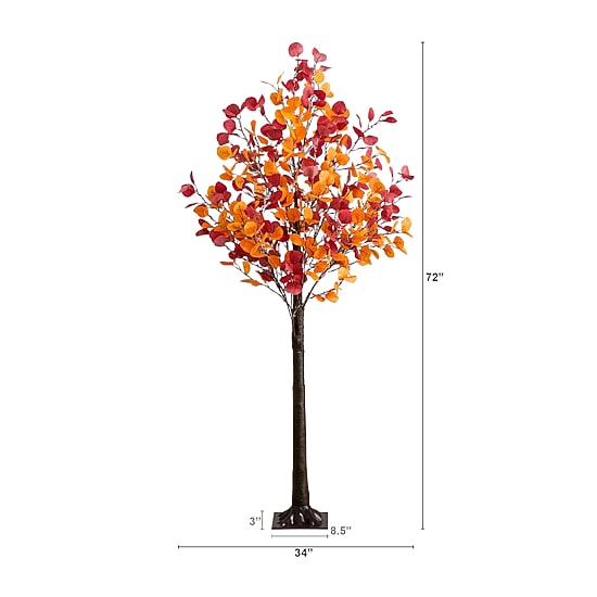 Nearly Natural 6ft Pre-Lit Autumn Eucalyptus Lighted Indoor Artificial Tree