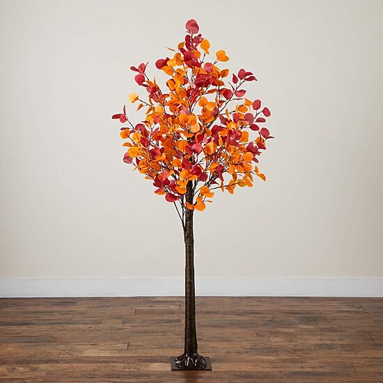 Nearly Natural 6ft Pre-Lit Autumn Eucalyptus Lighted Indoor Artificial Tree