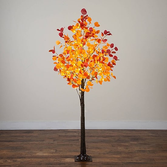 Nearly Natural 6ft Pre-Lit Autumn Eucalyptus Lighted Indoor Artificial Tree