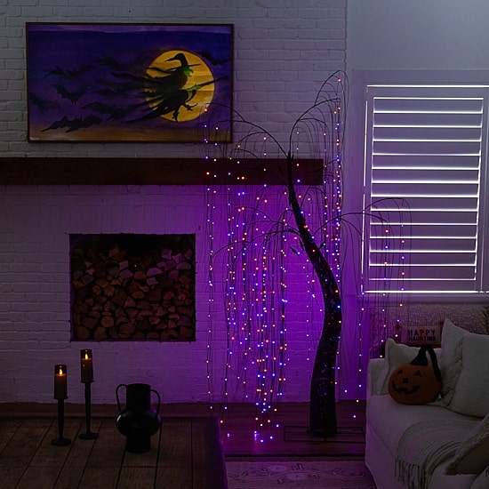 Nearly Natural 7ft Pre-Lit Halloween Lighted Indoor Artificial Tree