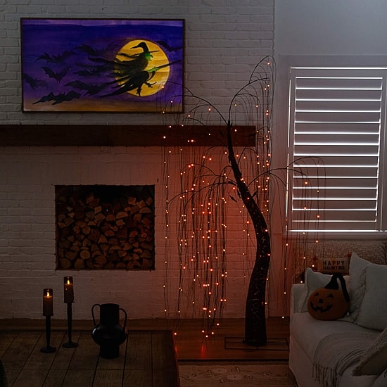 Nearly Natural 7ft Pre-Lit Halloween Lighted Indoor Artificial Tree