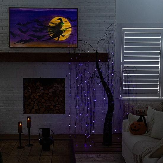 Nearly Natural 7ft Pre-Lit Halloween Lighted Indoor Artificial Tree