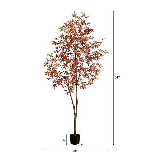Nearly Natural 7ft Japanese Maple Fall Indoor Artificial Tree