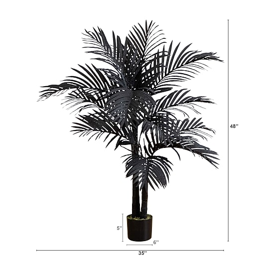 Nearly Natural 4ft Black Golden Cane Indoor Artificial Tree