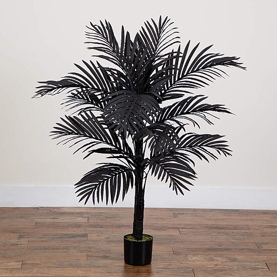 Nearly Natural 4ft Black Golden Cane Indoor Artificial Tree
