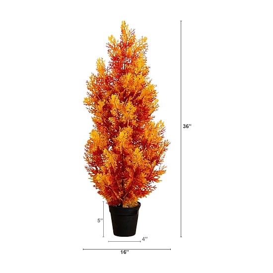 Nearly Natural 3ft Uv Resistant Autumn Cedar Indoor Outdoor Artificial Tree