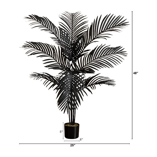 Nearly Natural 4ft Halloween Black Palm Indoor Artificial Tree
