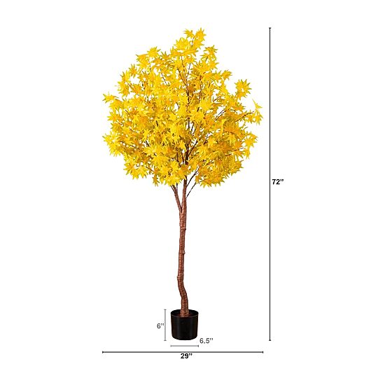 Nearly Natural 6ft Yellow Autumn Maple Lighted Indoor Artificial Tree