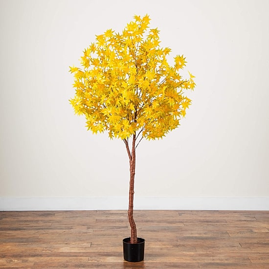 Nearly Natural 6ft Yellow Autumn Maple Lighted Indoor Artificial Tree