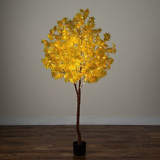 Nearly Natural 6ft Yellow Autumn Maple Lighted Indoor Artificial Tree