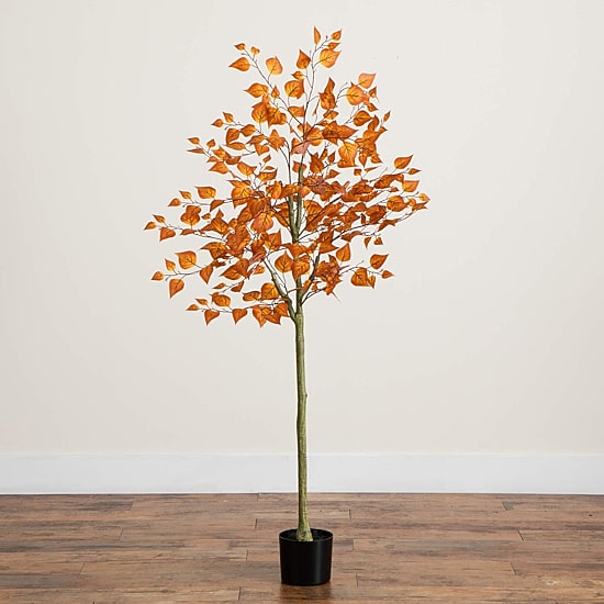 Nearly Natural 5ft Autumn Birch Leaf Indoor Artificial Tree