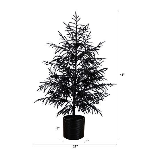 Nearly Natural 4ft Halloween Black Pine Christmas Indoor Artificial Tree