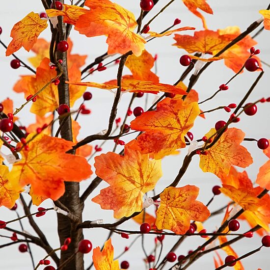 Nearly Natural 5ft Autumn Maple Fall Lighted Indoor Artificial Tree