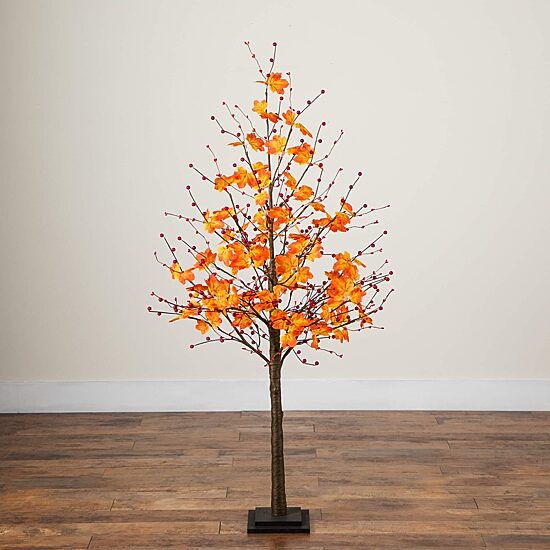 Nearly Natural 5ft Autumn Maple Fall Lighted Indoor Artificial Tree