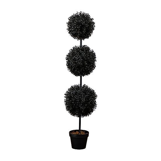 Nearly Natural Halloween Black Boxwood Indoor Outdoor Artificial Tree