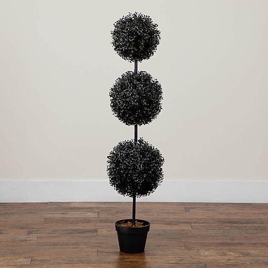 Nearly Natural Halloween Black Boxwood Indoor Outdoor Artificial Tree