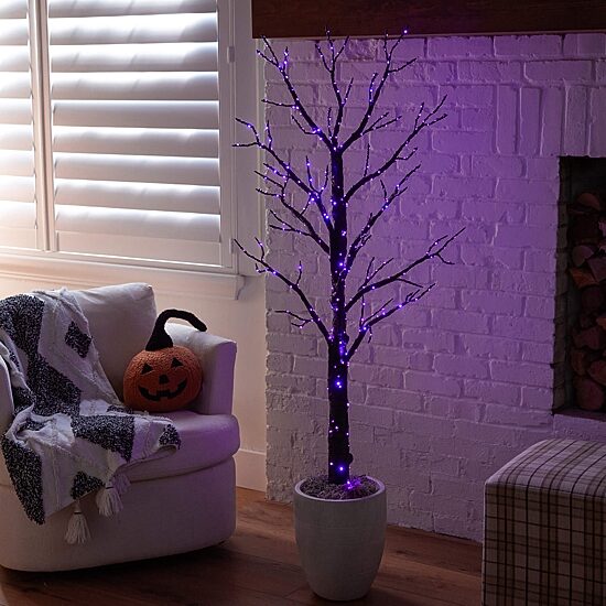 Nearly Natural 5ft Pre-Lit Halloween Twig Lighted Indoor Artificial Tree