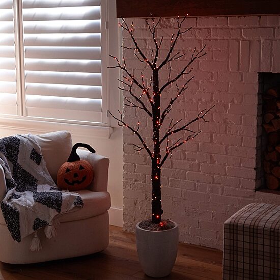 Nearly Natural 5ft Pre-Lit Halloween Twig Lighted Indoor Artificial Tree