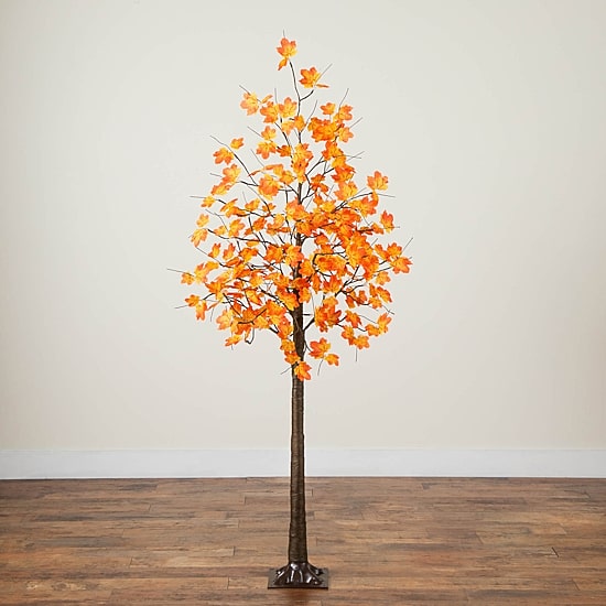 Nearly Natural 6ft Pre-Lit Autumn Maple Lighted Indoor Artificial Tree
