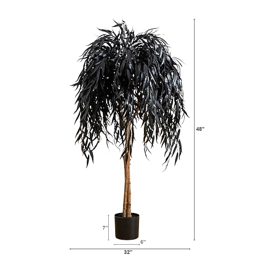 Nearly Natural 4ft Halloween Black Willow Indoor Artificial Tree